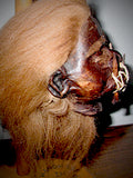 Red Woolly Jivaro Shrunken Head with Chonta Pegs